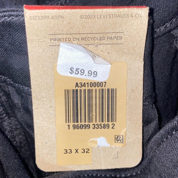 NWT Levi’s Black High Waisted Flare Leg Denim Jeans, Size 33/32 - Picture 9 of 12